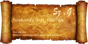 Szekszárdi Géza névjegykártya